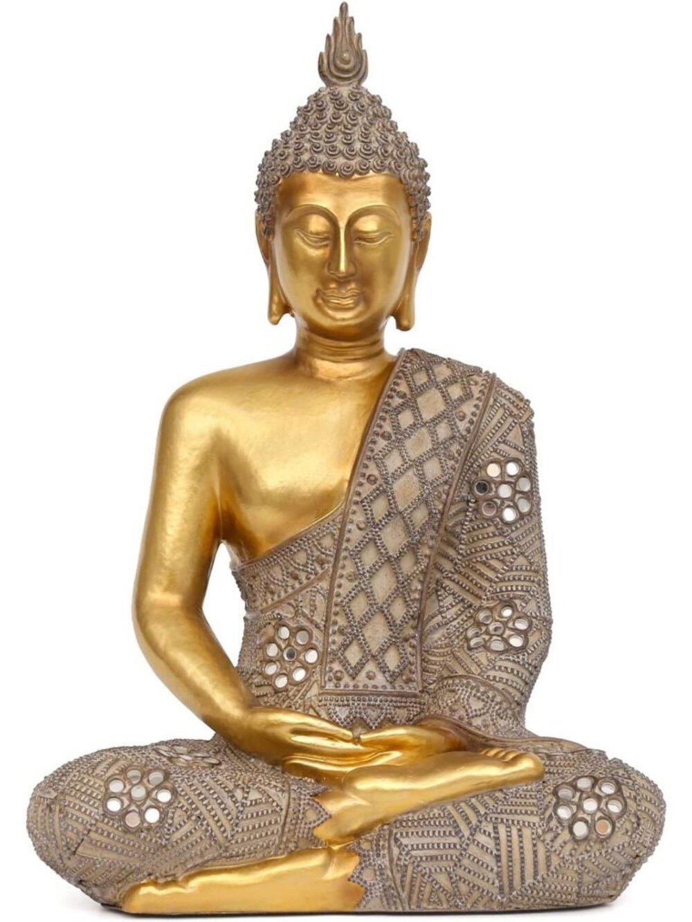 Gold Buddha Statue 12.4” for Home Decor | Zen Spiritual Decor & Relaxation Gift